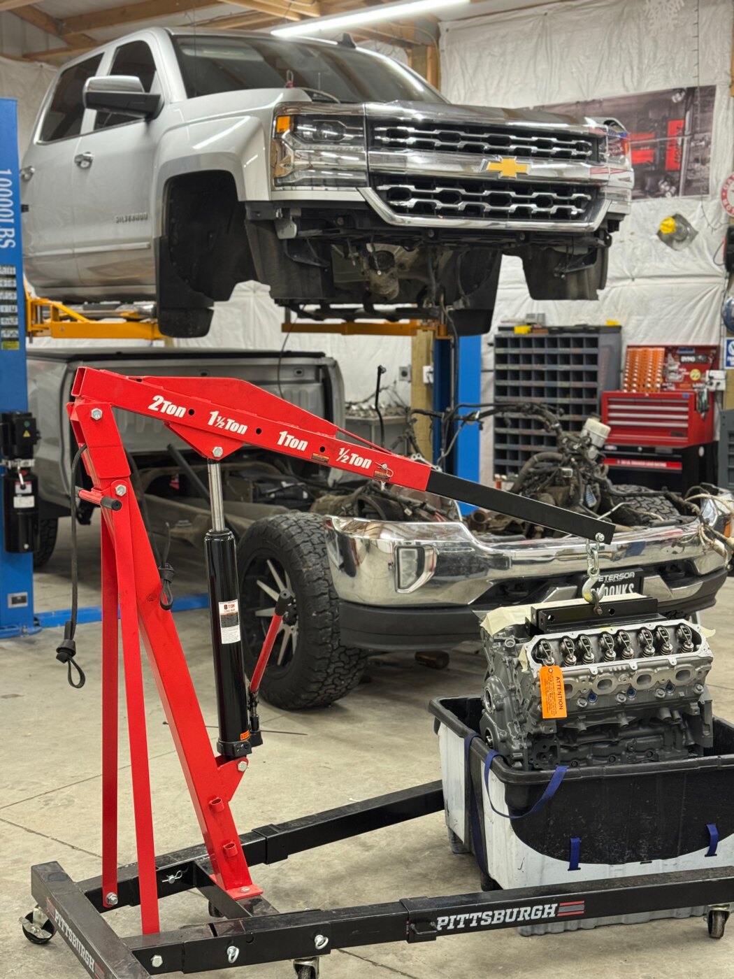 Engine removal and repair in progress